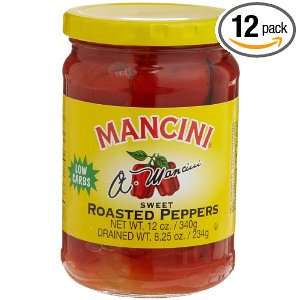 Mancini Roasted Red Peppers, 12 Ounce Glass Jars (Pack of 12):  