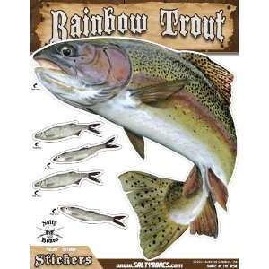  Salty Bones Large Rainbow Trout Action Decal   13.5 x 10 