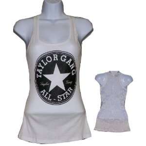  Taylor Gang All Star White Womens T Shirt with Lace back 