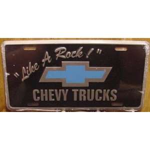   Chevy Trucks Like A Rock Embossed Metal License Plate 