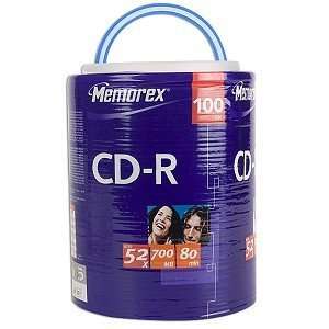    Memorex 52x 700MB 80 Minute CD R Media 100 Piece Tote Electronics