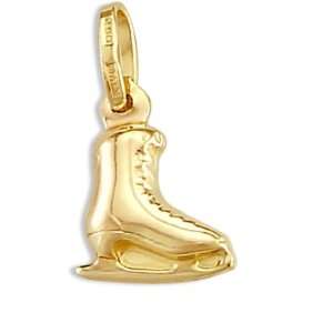  Ice Skating Shoe Pendant 14k Yellow Gold Charm Jewel 