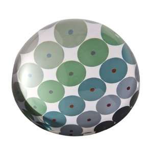  Mod Blue Green 3.75 Glass Domed Paperweight