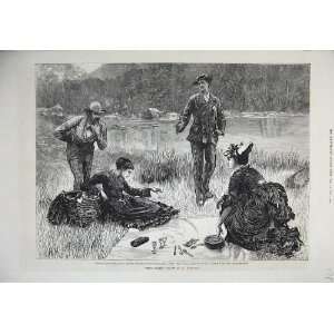 1873 TitaS Wager Men Women Romance River Picnic Art:  Home 