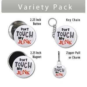 Creative Clam Dont Touch My Junk Tsa Pat Down Button Magnet Zipper 