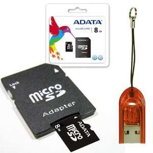 Adata 8GB MicroSD Card with SD Adapter Plus Free Memory Card Reader 