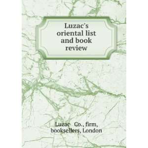  Luzacs oriental list and book review firm, booksellers 