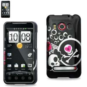  HTC EVO 4G Designer hard Case Black 125 W/Silver Skull 