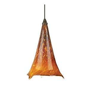   Pendant Finish: Antique Bronze, Shade: Tahoe Pine Amber with No Ball