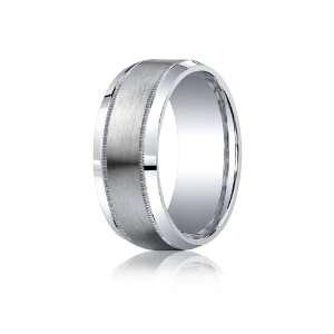 Bechmark Ring Argentium Silver 9mm Comfort Fit Satin Finished Center 