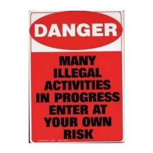  Danger Many Illegal Activities Tin Sign: Home & Kitchen