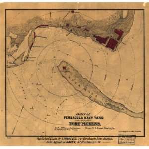 1860s Civil War map of Pensacola Navy Yard, Fl: Home 