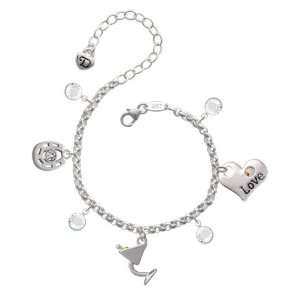   Olive Love & Luck Charm Bracelet with Clear Swarovski Crys Jewelry