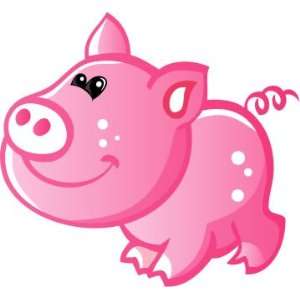  Childrens Wall Decals   Cute Baby Pink Cartoon Pig   24 