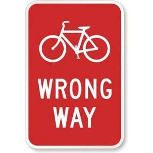  (Bicycle symbol) Wrong Way Diamond Grade, 18 x 12 