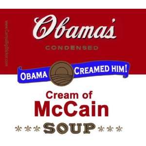  Obama Cream of McCain Soup Can Label Sticker Magnet Large 