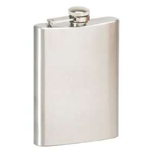 Stansport Hinged Safety Cap Hip Flask, High Quality Stainless Steel