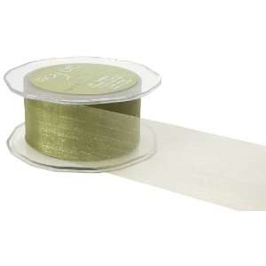  May Arts 3 Inch Wide Ribbon, Dark Olive Sheer Arts 