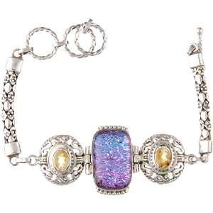  Delco Glass Bracelet with Faceted Lemon Topaz   Sterling 