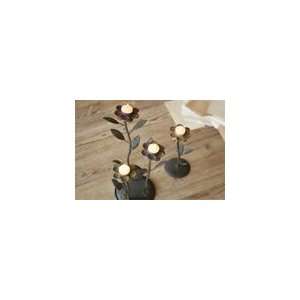  Set/2 Rustic Painted Flower Candle Holders: Home & Kitchen