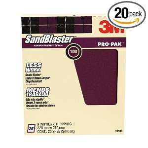 3M SandBlaster Pro Pak 30100 Bare Surfaces Sandpaper, 100 Grit, 9 in X 