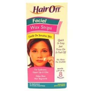  Hair Off Facial Wax Strips 18 Sets (3 Pack) with Free Nail 