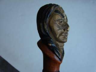 early 1900s Dartmouth College carved indian head cane  