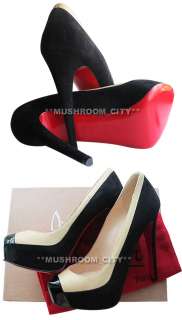   Christian Louboutin Sz 35.5 Mago 140 Suede Patent Leather Heels  