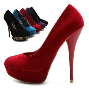 New Womens Shoes Platforms Faux Suede Stilettos Classic High Heels 