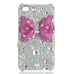  Swarovski Crystal Garden (Pink 3D Bow) iPhone 4G Case 