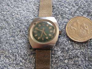 Vintage Caravelle Manual Wind Watch Green Face  