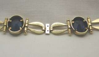 Heavy 2 Colour 18ct Gold Diamond & Blue Stone Bracelet  