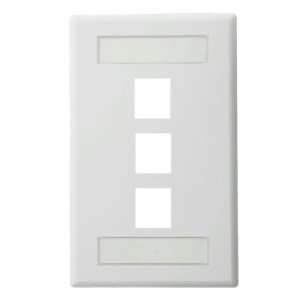Leviton 46080 3WS QuickPort Wallplate with ID Window, Single Gang, 3 