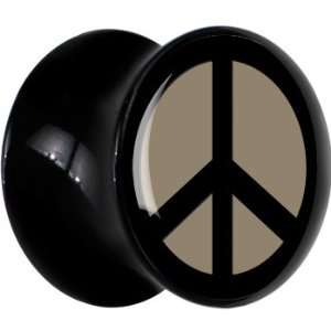  4 Gauge Black Acrylic Peace Sign Saddle Plug: Jewelry