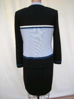 Vintage Basic ST. JOHN Santana Knit Skirt Suit Black, Blue 