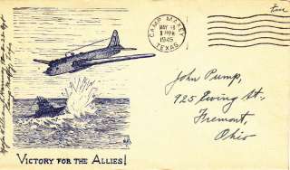 VICTORY FOR THE ALLIES   1945 WW2 CACHET POSTAL COVER  