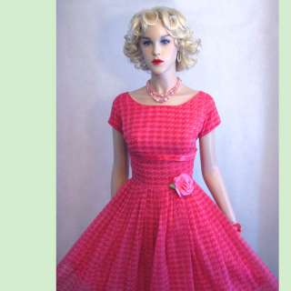 VINTAGE 50s SWEETEST CHIFFON PARTY SWING LUCY DRESS  