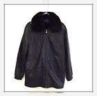   Black Leather Jacket Coat Zip Front w/ Warm Faux Fur Zip Lining sz S