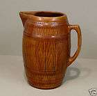 Brown stoneware barrel pitcher OLD tea buttermilk beer