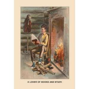  A Lover of Books and Study (Abe Lincoln) 12x18 Giclee on 