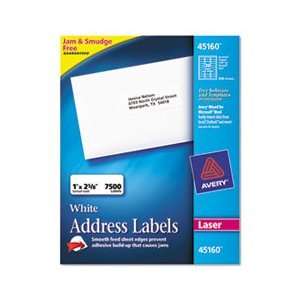  Avery® AVE 45160 ADDRESS LABELS, 1 X 2 5/8, WHITE, 7500 
