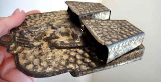 antique TIN MATCH STICK HOLDER wall hammered tin  