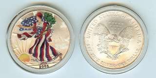 2006 $1 Dollar 1oz Ounce US ASE Silver Eagle Colorized  