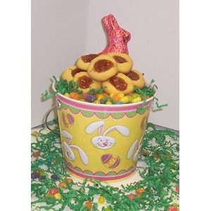   Yellow Bunny Pail with Jelly Beans and Milk Chocolate Bunny: 