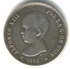 ESPAÑA SPAIN COIN 1 PESETA 1891 (18 91) PGM XF+