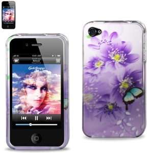 Protector Cover IPHONE 4S Hard Case Purple Floral Background 2DPC 