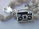 SILVER CLIP ON CHARM MUSIC PLAYER RADIO DANGLE FOR CLIP BRACELETS