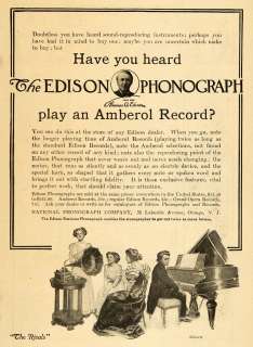1909 Ad National Phonograph Edison Horn Amberol Records Player Antique 