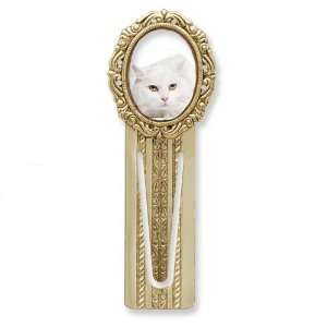  Gold tone White Cat Victorian Bookmark Jewelry