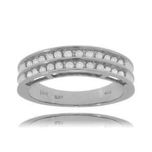  Diamond Wedding Ring in 14K White Gold   Double Rows 